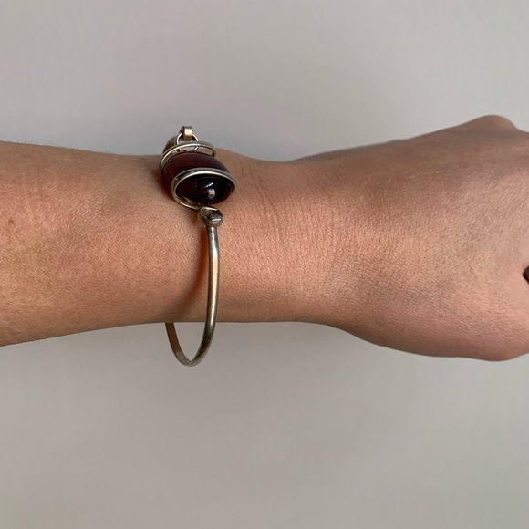 Bangle Bracelet with Purple Translucent Stone - Picture 5 of 8